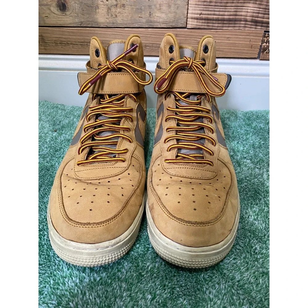 Nike‎ Air Force One Mens 12 Wheat Suede Flax Bone High Top 525317-700 (2018)
